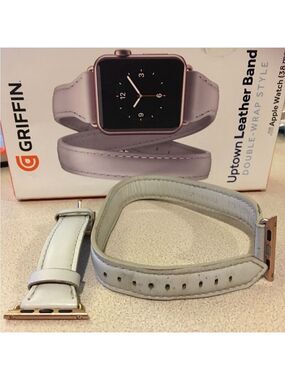 Apple Watchband Uptown Leather Band for Apple Watch - Gray and Rose Gold